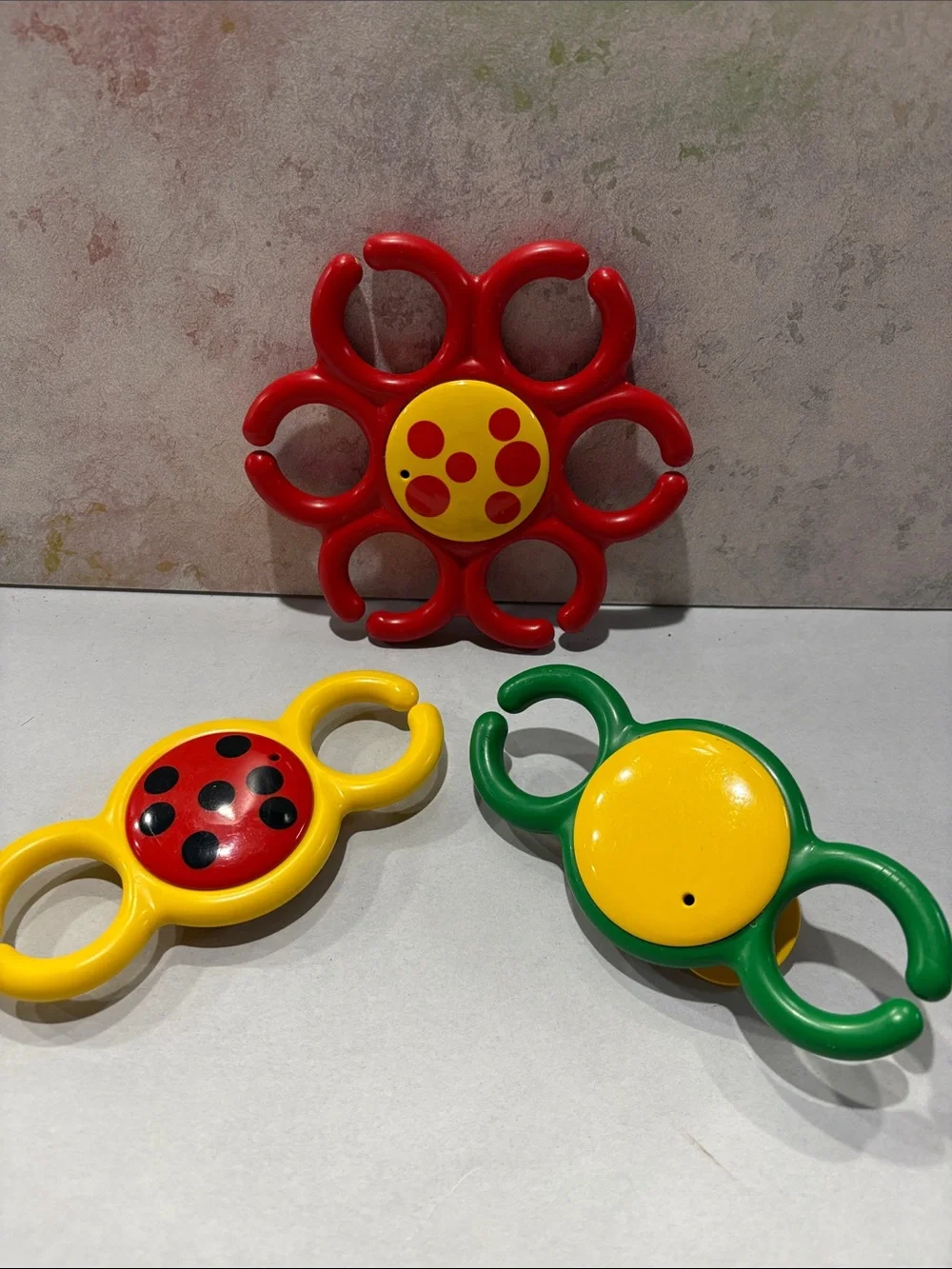 Vintage LEGO Primo red flower  elephant rattle ring 1990s baby
